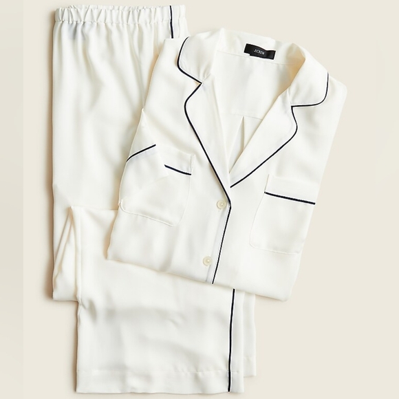 J. Crew Easy-Luxe Eco Short-Sleeve Pajama Set in Ivory Size Medium - Picture 1 of 12
